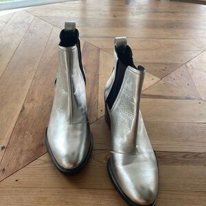 RAG & BONE Silver Booties Boots Size 37 all leather new